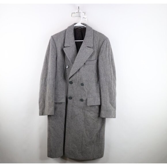 Vtg 50s 60s Rockabilly Mens 40R Heavy Wool Double Breasted Trench Coat Jacket